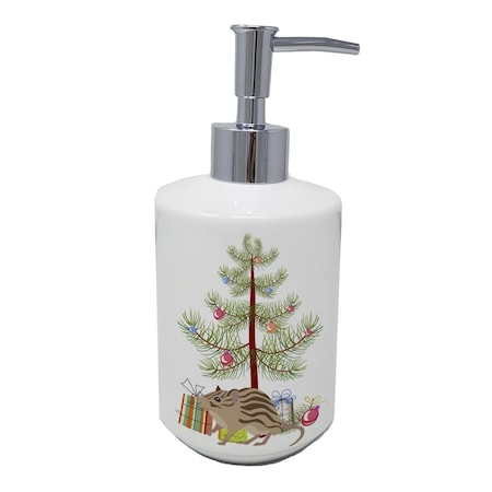 Carolines Treasures 7 x 3.5 in. Zebra Mouse Merry Christmas Ceramic Soap Dispenser CK4467SOAP